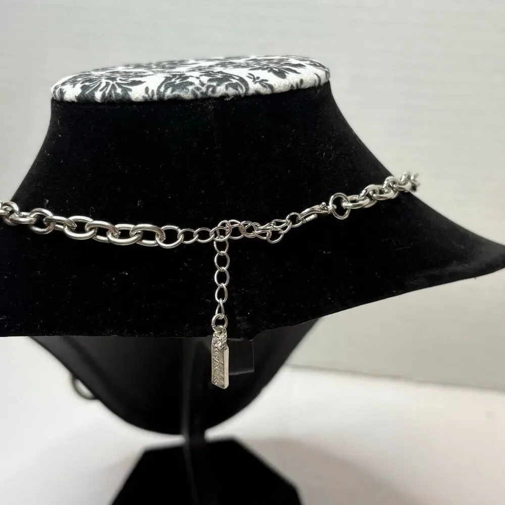 Daisy Fuentes Silver Tone Bubble Circle Oval Bib Necklace - Picture 2 of 6